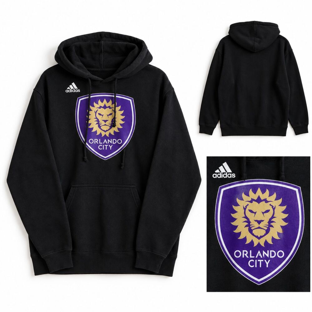 Adidas Orlando City SC Black Stealth Pullover Hoodie Black Mens Large